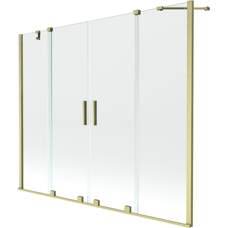Mexen Velar Duo Badewannenfaltwand 2-flügelig verschiebbar 180 x 150 cm, transparent, gold gebürstet - 896-180-000-02-55
