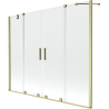 Mexen Velar Duo-Badewannen-Faltwand, 2-flügelig, verschiebbar 180 x 150 cm, transparent, gebürstetes Gold - 896-180-000-02-55