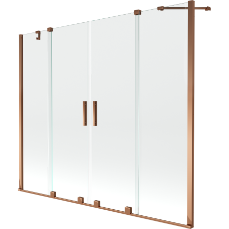 Mexen Velar Duo Badewannenfaltwand 2-flügelig ausziehbar 170 x 150 cm, transparent, Roségold - 896-170-000-02-60