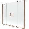 Mexen Velar Duo Badewannenfaltwand 2-flügelig ausziehbar 170 x 150 cm, transparent, Roségold - 896-170-000-02-60