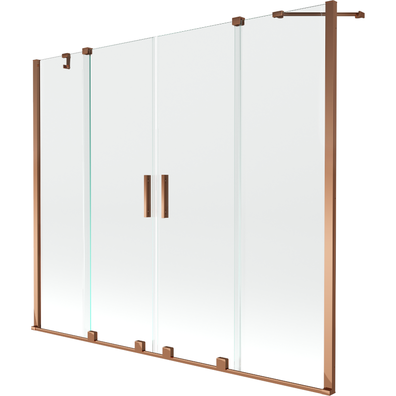 Mexen Velar Duo 2-flügelige, verschiebbare Badewannenabtrennung 180 x 150 cm, transparent, Roségold - 896-180-000-02-60