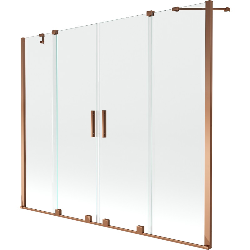 Mexen Velar Duo-Badewannenfaltwand 2-flügelig, verschiebbar 180 x 150 cm, transparent, Roségold - 896-180-000-02-60