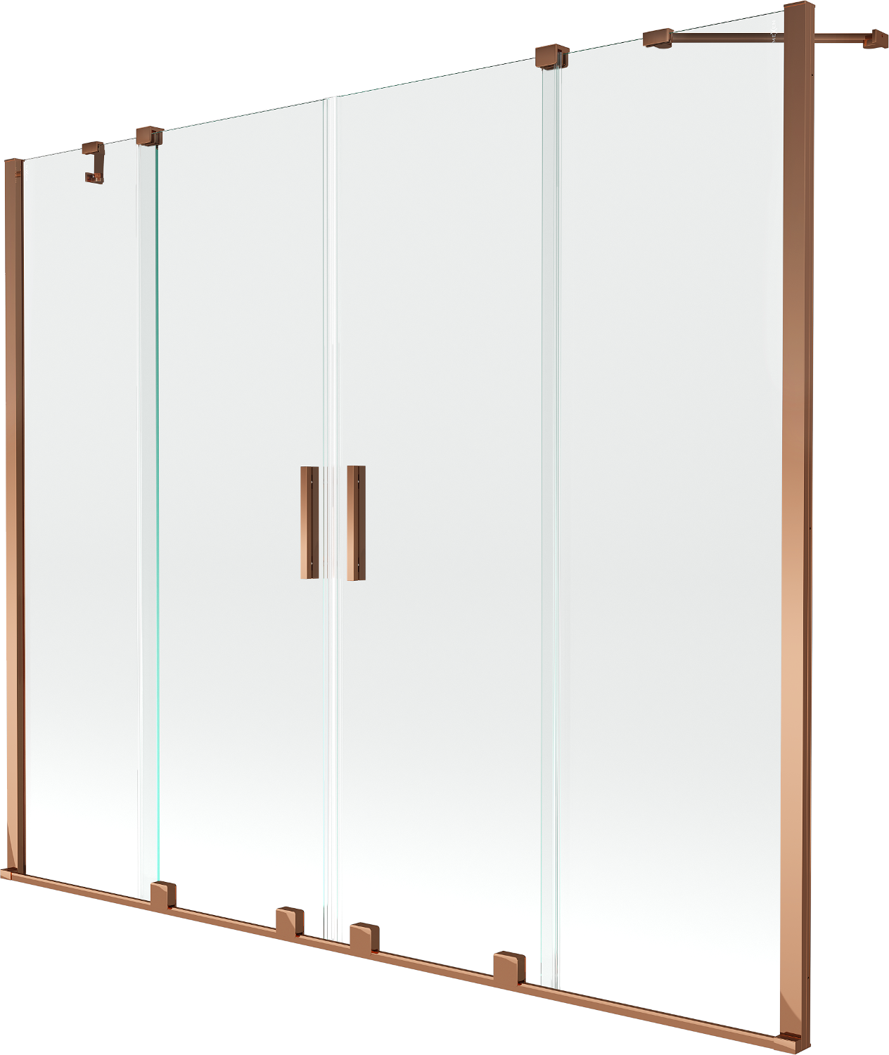 Mexen Velar Duo 2-Flügel-Badewannenwand Regulierbare 200 x 150 cm, transparent, Rosa Gold - 896-200-000-02-60