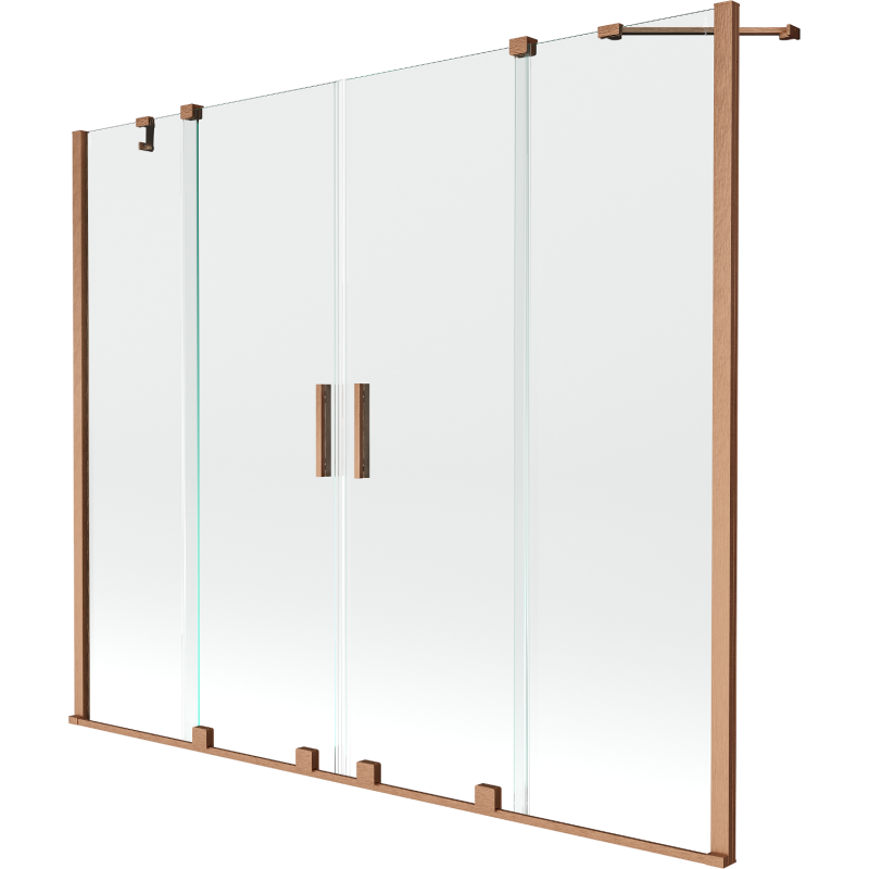 Mexen Velar Duo-Duschwand, 2-flügelig, Schiebemechanismus, 170 x 150 cm, transparent, gebürstetes Kupfer - 896-170-000-02-65