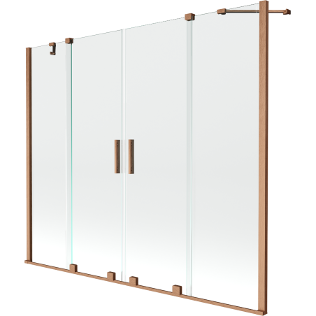 Mexen Velar Duo-Duschwand, 2-flügelig, Schiebemechanismus, 170 x 150 cm, transparent, gebürstetes Kupfer - 896-170-000-02-65
