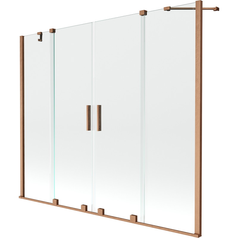 Mexen Velar Duo-Badewannenfaltwand, 2-flügelig, verschiebbar, 180 x 150 cm, transparent, gebürstetes Kupfer