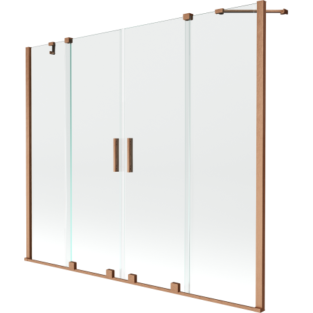 Mexen Velar Duo Badewannen-Faltwand 2-flügelige Schiebetür 180 x 150 cm, transparent, gebürstetes Kupfer - 896-180-000-02-65