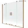 Mexen Velar Duo Badewannenabtrennung, 2-flügelig, verschiebbar, 180 x 150 cm, transparent, gebürstetes Kupfer