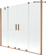 Mexen Velar Duo-Badewannenabtrennung, 2-flügelig, verschiebbar, 200 x 150 cm, transparent, gebürstetes Kupfer