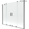 Mexen Velar Duo Badewannenfaltwand, 2-teilig, verschiebbar, 170 x 150 cm, transparent, gebürstetes Gun Gray - 896-170-000-02-66