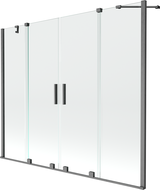 Mexen Velar Duo Badewannenfaltwand, 2-teilig, verschiebbar, 170 x 150 cm, transparent, gebürstetes Gun Gray - 896-170-000-02-66