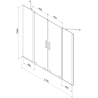 Mexen Velar Duo Badewannenfaltwand, 2-teilig, verschiebbar, 170 x 150 cm, transparent, gebürstetes Gun Gray - 896-170-000-02-66