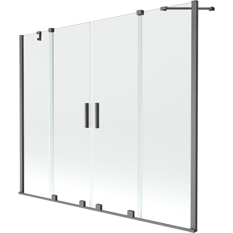 Mexen Velar Duo Badewannen-Faltwand, 2-flügelig, 180 x 150 cm, transparent, gebürstet pistolen grau - 896-180-000-02-66