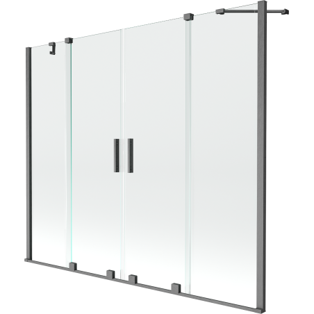 Mexen Velar Duo Badewannen-Faltwand 2-flügelig, 180 x 150 cm, transparent, gebürstetes Gun Gray - 896-180-000-02-66