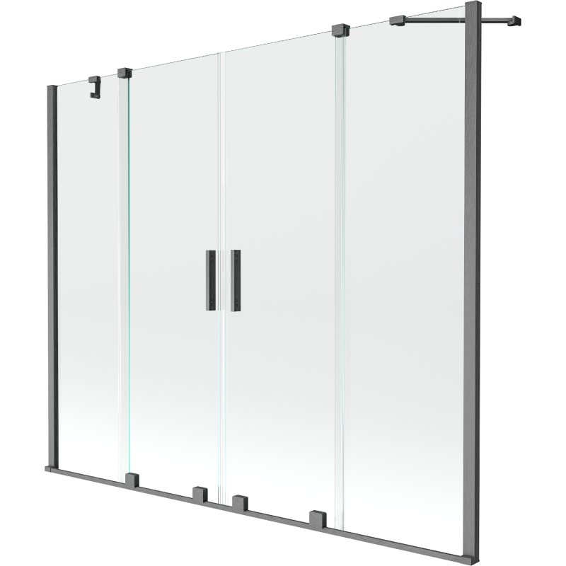 Mexen Velar Duo-Duschwand 2-flügelig, verschiebbar 200 x 150 cm, transparent, gebürstetes Gun Gray - 896-200-000-02-66