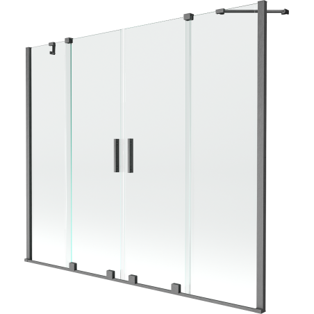 Mexen Velar Duo-Duschwand 2-flügelig, verschiebbar 200 x 150 cm, transparent, gebürstetes Gun Gray - 896-200-000-02-66
