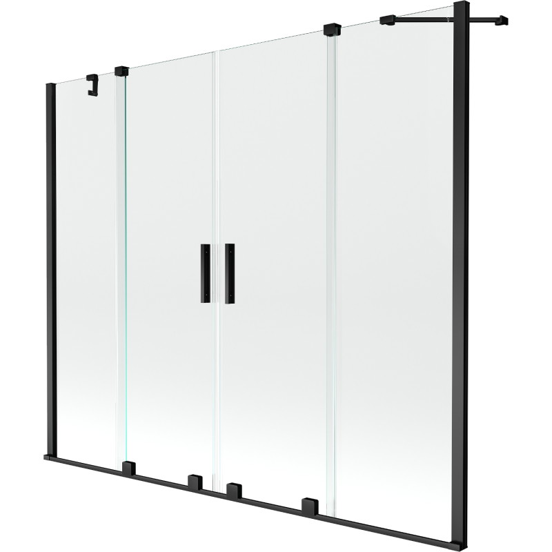 Mexen Velar Duo Badewannenfaltwand 2-flügelig verschiebbar 170 x 150 cm, transparent, schwarz - 896-170-000-02-70
