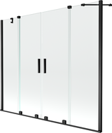 Mexen Velar Duo Badewannen-Abtrennung, 2-flügelig, verschiebbar, 200 x 150 cm, transparent, schwarz - 896-200-000-02-70