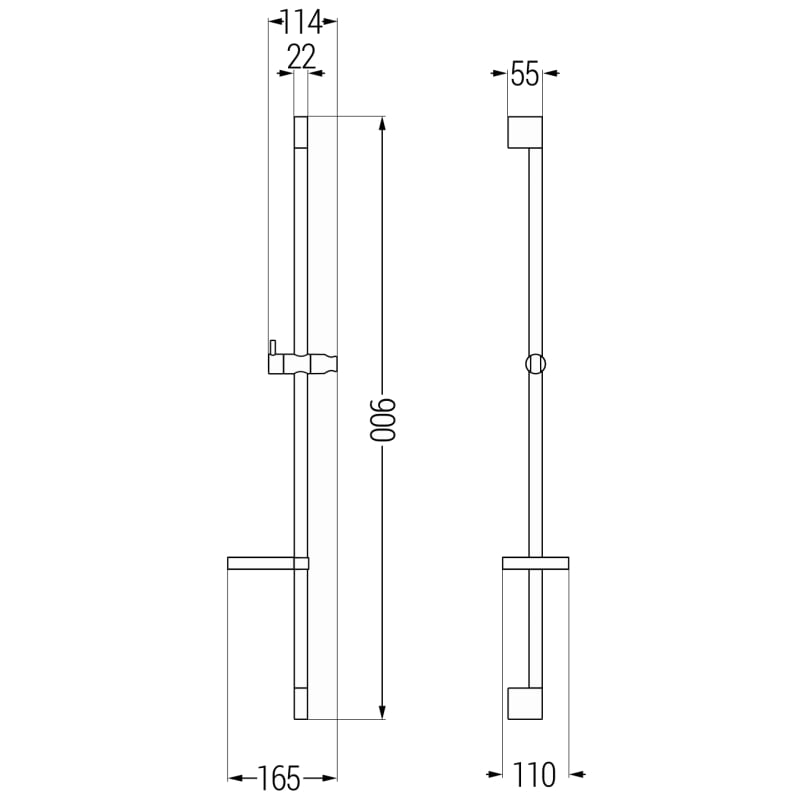 Mexen DS Duschstange mit Seifenablage 90 cm, schwarz - 79383-70