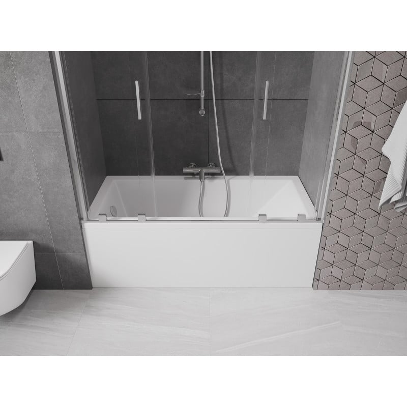 Mexen Velar Duo Badewannenfaltwand 2-flügelig ausziehbar 150 x 150 cm, transparent, Chrom - 896-150-000-02-01
