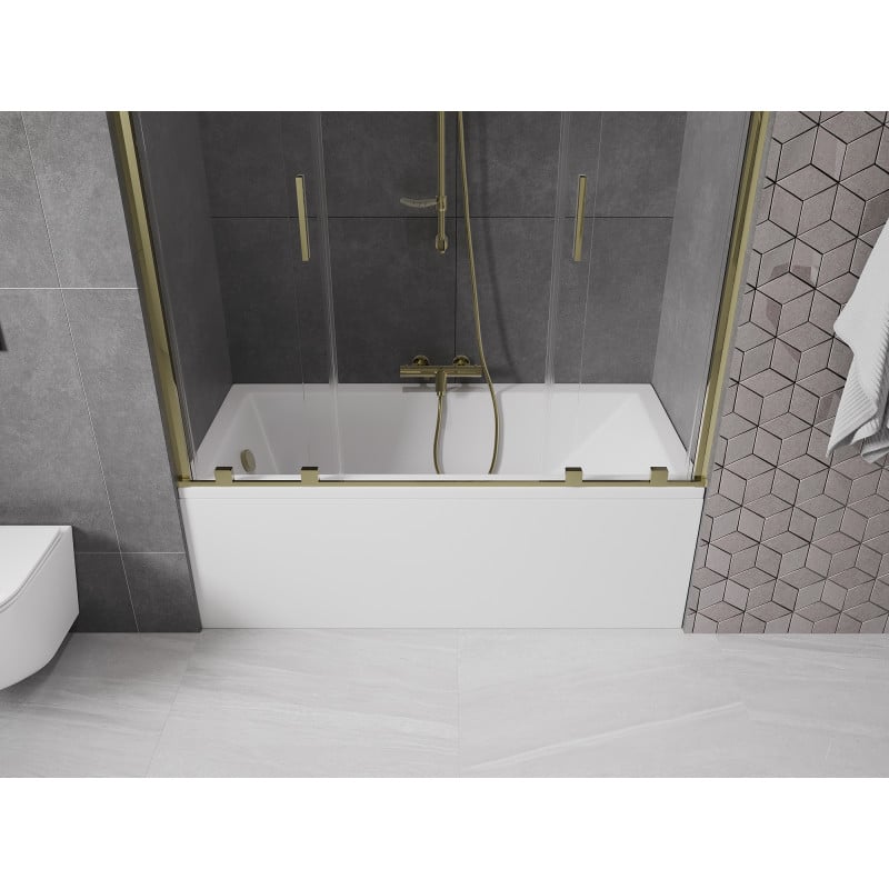 Mexen Velar Duo Badewannenfaltwand 2-flügelig verschiebbar 140 x 150 cm, transparent, gold - 896-140-000-02-50
