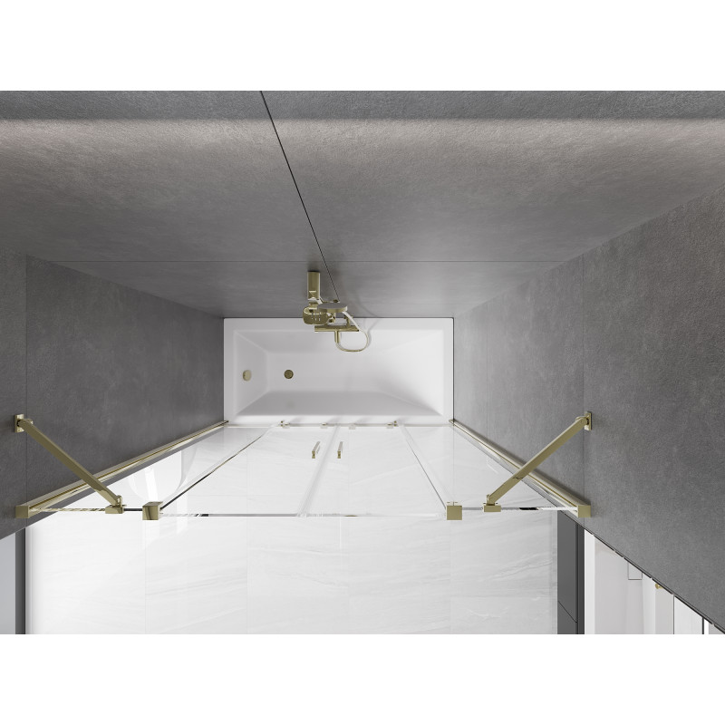 Mexen Velar Duo Badewannenfaltwand 2-flügelig verschiebbar 140 x 150 cm, transparent, gold - 896-140-000-02-50