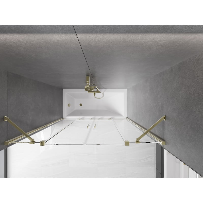 Mexen Velar Duo Badewannenabtrennung 2-flügelig, verschiebbar 150 x 150 cm, transparent, gold - 896-150-000-02-50