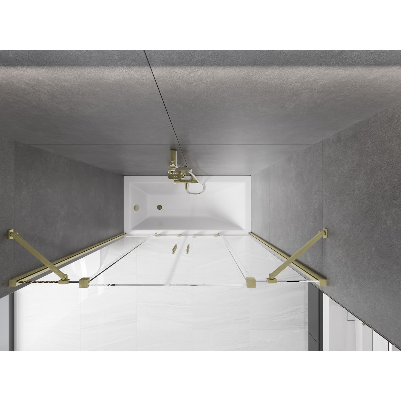Mexen Velar Duo Duschwand 2-flügelig, verschiebbar 140 x 150 cm, transparent, gebürstetes Gold - 896-140-000-02-55