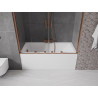 Mexen Velar Duo Badewannenabtrennung 2-flügelig verschiebbar 140 x 150 cm, transparent, Roségold - 896-140-000-02-60