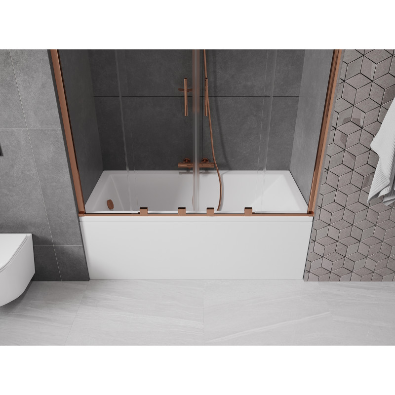 Mexen Velar Duo Badewannenparavent 2-flügelig, verschiebbar, 150 x 150 cm, transparent, Roségold - 896-150-000-02-60