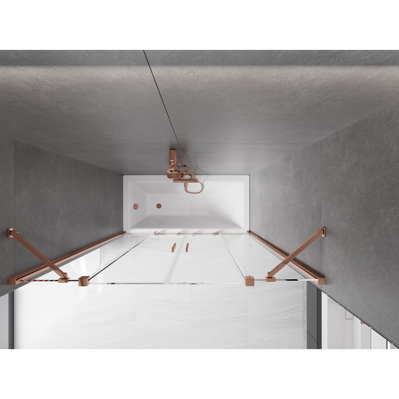 Mexen Velar Duo Badewannenparavent 2-flügelig, verschiebbar, 150 x 150 cm, transparent, Roségold - 896-150-000-02-60