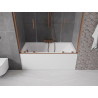 Mexen Velar Duo-Badewannenwand, 2-flügelig, verschiebbar, 160 x 150 cm, transparent, gebürstetes Kupfer - 896-160-000-02-65