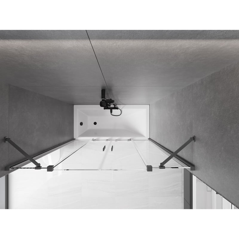 Mexen Velar Duo Badewannenfaltwand 2-flügelig verschiebbar 140 x 150 cm, transparent, gun grau gebürstet - 896-140-000-02-66