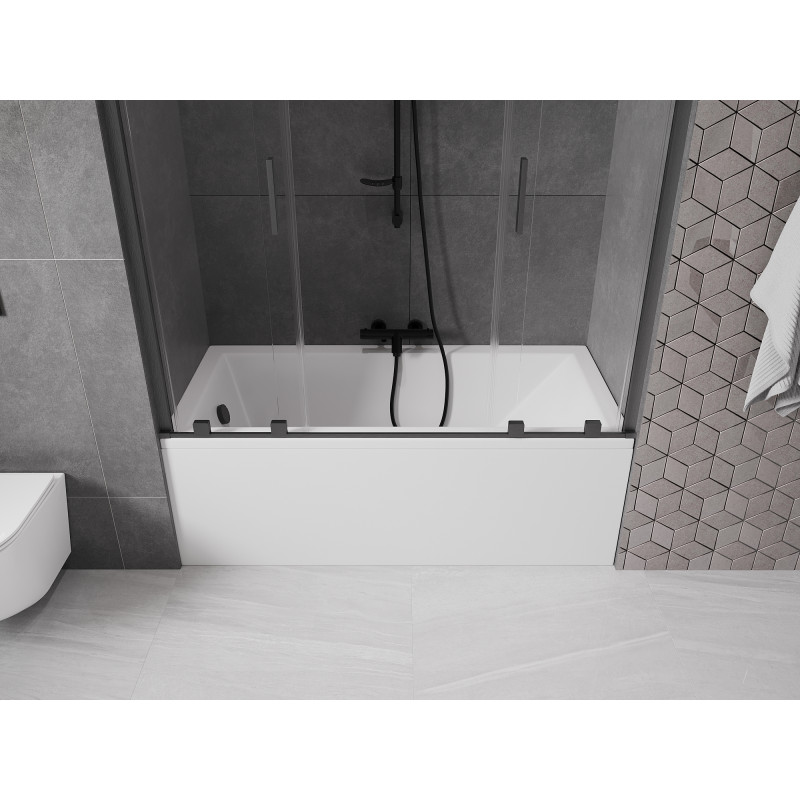 Mexen Velar Duo Badewannenfaltwand 2-flügelig verschiebbar 150 x 150 cm, transparent, schwarz - 896-150-000-02-70