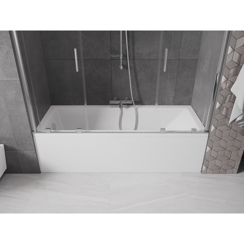 Mexen Velar Duo Badewannen-Falttür, 2-flügelig, verschiebbar, 170 x 150 cm, transparent, Chrom - 896-170-000-02-01