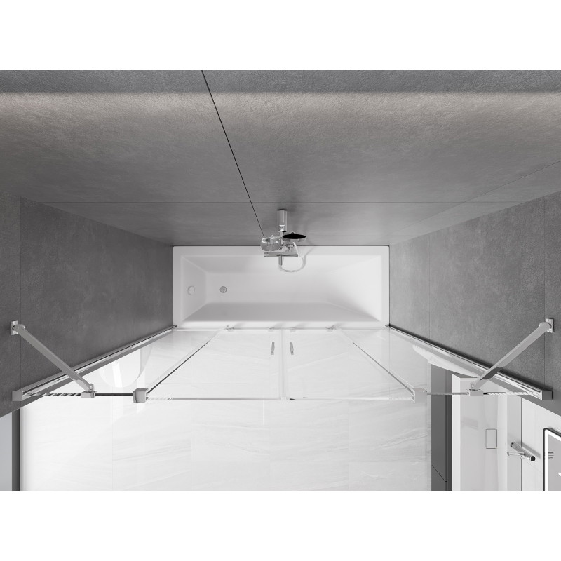 Mexen Velar Duo-Badewannenfaltwand 2-teilig verschiebbar 180 x 150 cm, transparent, Chrom - 896-180-000-02-01
