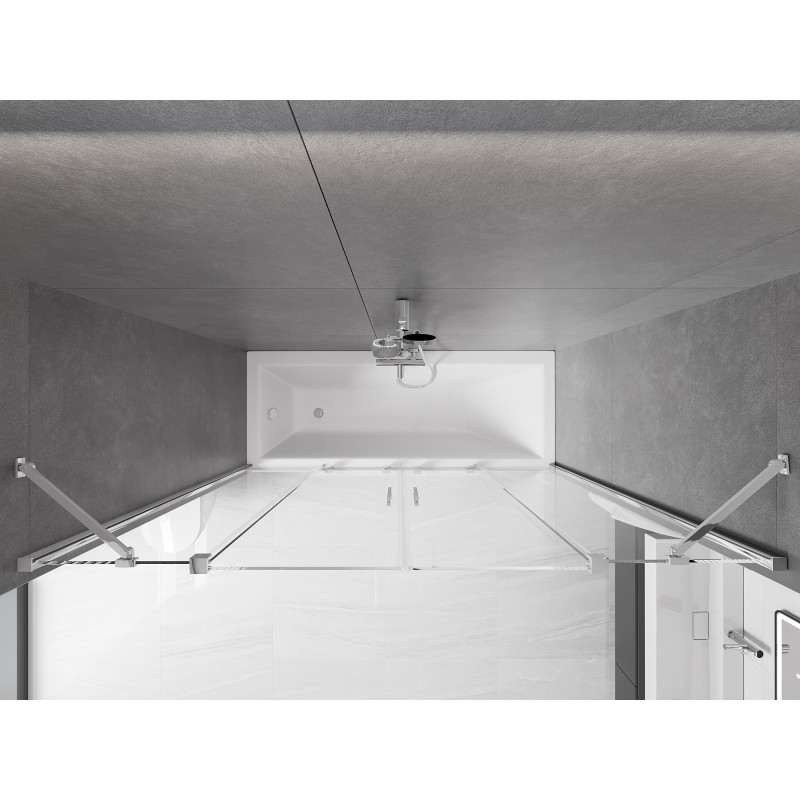 Mexen Velar Duo Zweiflügelige Duschabtrennung, verschiebbar 180 x 150 cm, transparent, Chrom - 896-180-000-02-01