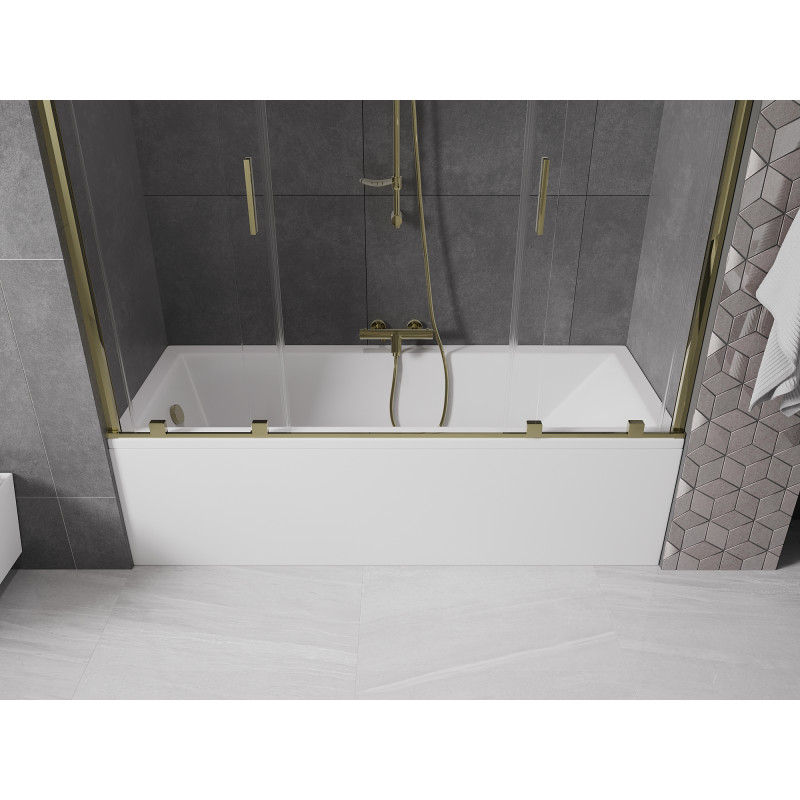 Mexen Velar Duo Badewannenfaltwand 2-flügelig verschiebbar 170 x 150 cm, transparent, gold - 896-170-000-02-50