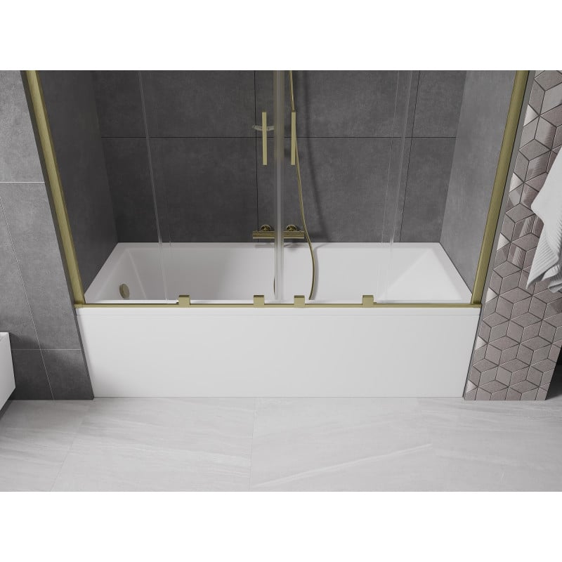 Mexen Velar Duo Badewannenfaltwand 2-flügelig verschiebbar 180 x 150 cm, transparent, gold gebürstet - 896-180-000-02-55