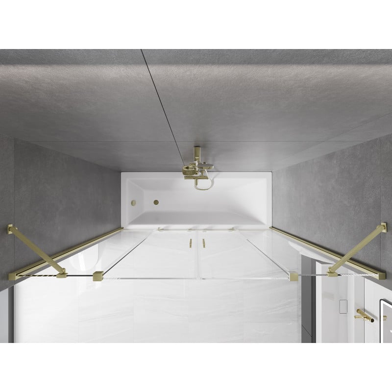 Mexen Velar Duo Badewannenfaltwand 2-flügelig verschiebbar 180 x 150 cm, transparent, gold gebürstet - 896-180-000-02-55