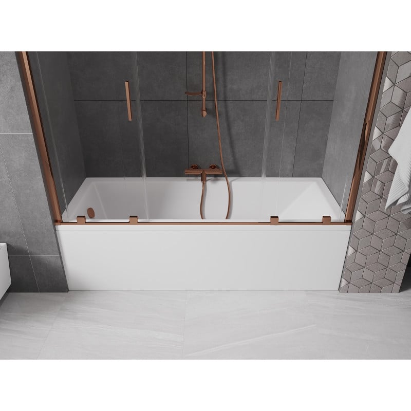 Mexen Velar Duo Badewannenfaltwand 2-flügelig ausziehbar 170 x 150 cm, transparent, Roségold - 896-170-000-02-60