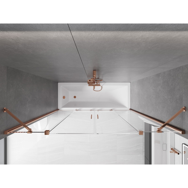 Mexen Velar Duo-Badewannenabtrennung 2-flügelig, 170 x 150 cm, transparent, Roségold - 896-170-000-02-60