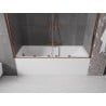 Mexen Velar Duo Badewannenabtrennung, 2-flügelig, verschiebbar, 200 x 150 cm, transparent, Roségold - 896-200-000-02-60