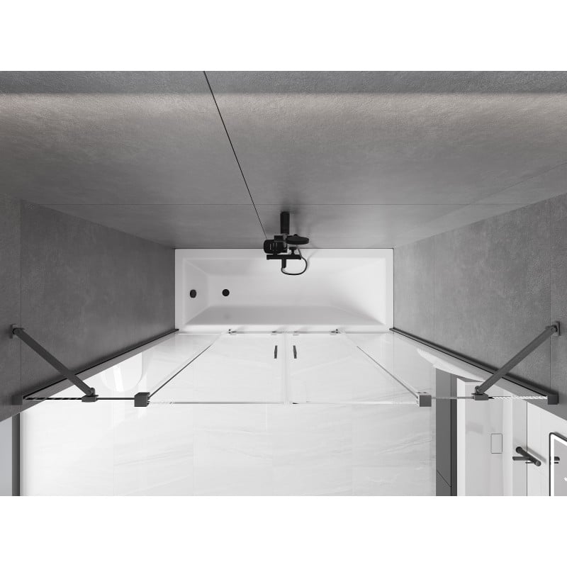 Mexen Velar Duo-Duschwand 2-flügelig, verschiebbar 200 x 150 cm, transparent, gebürstetes Gun Gray - 896-200-000-02-66