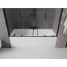 Mexen Velar Duo Badewannen-Abtrennung, 2-flügelig, verschiebbar, 200 x 150 cm, transparent, schwarz - 896-200-000-02-70