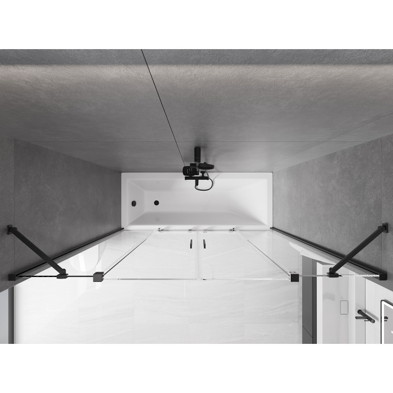 Mexen Velar Duo Badewannenabtrennung 2-flügelig, verschiebbar 200 x 150 cm, transparent, schwarz - 896-200-000-02-70