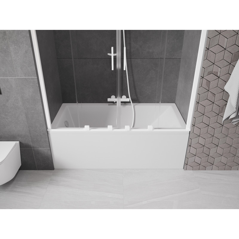 Mexen Velar Duo Badewannenwand 2-flügelig, verschiebbar 140 x 150 cm, transparent, weiß - 896-140-000-02-20