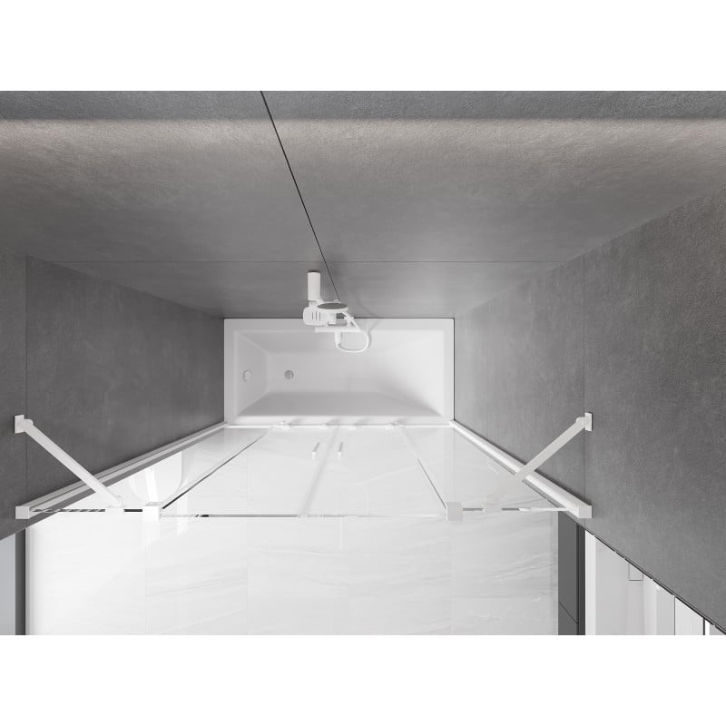 Mexen Velar Duo Badewannenabtrennung, 2-teilig verschiebbar, 160 x 150 cm, transparent, weiß - 896-160-000-02-20