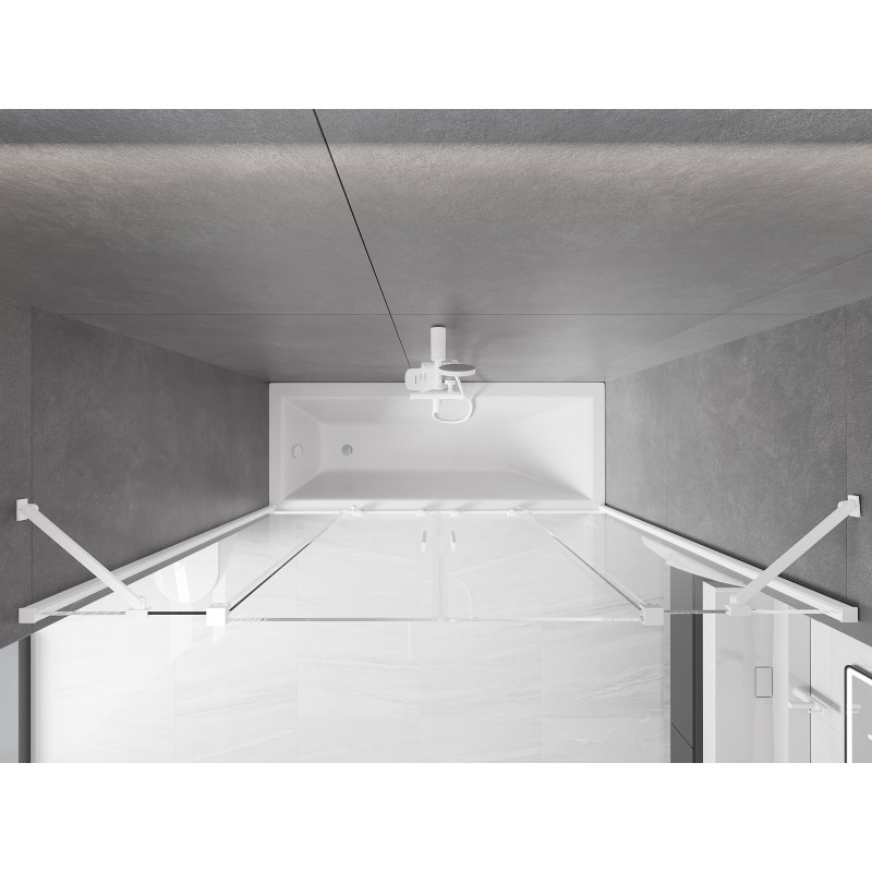 Mexen Velar Duo Badewannenabtrennung 2-flügelig verschiebbar 180 x 150 cm, transparent, weiß - 896-180-000-02-20
