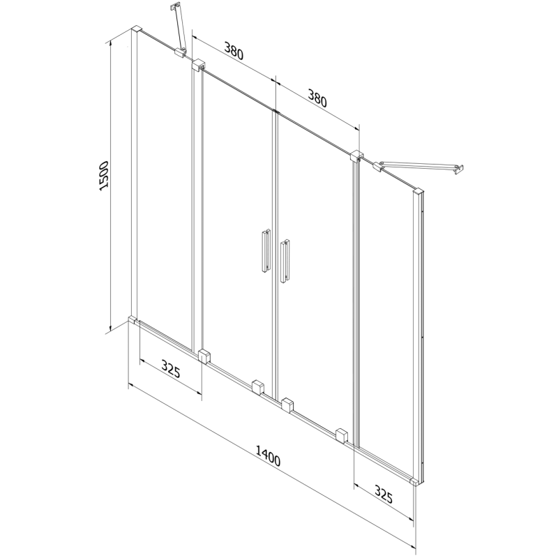 Mexen Velar Duo Badewannenwand 2-flügelig, verschiebbar 140 x 150 cm, transparent, weiß - 896-140-000-02-20